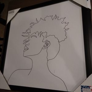 Line Art Natural Woman Frame Black and White 18"